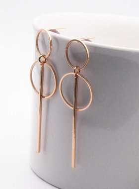 Fashion Earrings Punk Simple Gold Silver Color Long Section