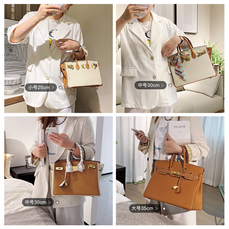 头层牛皮铂金包女士2022真皮包包 波西格格女士包袋