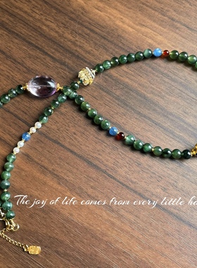 突破事业困局原创设计天然绿发晶多圈手链念珠手串实拍男女款