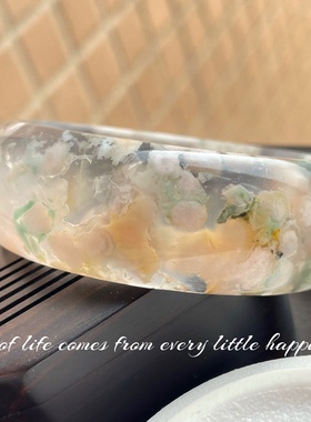 7a高冰料樱花玛瑙手镯稀缺三彩