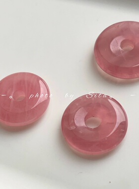 金桃花老矿马粉矿物平安扣吊坠古风女生礼物首饰包邮顺丰