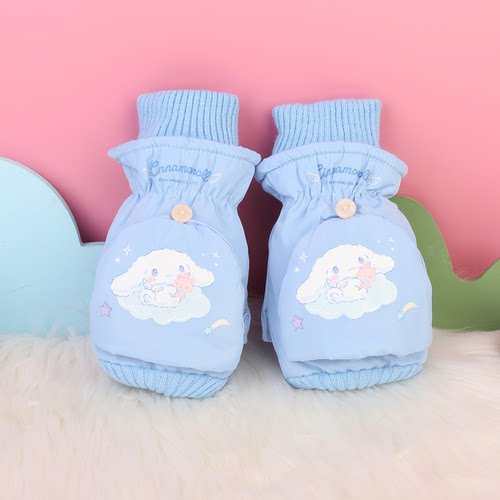 正版冬季儿童成人翻盖两用加绒加厚库洛米美乐蒂防寒防风保暖手套 - 图3