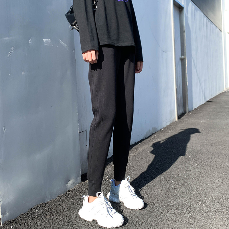 2020秋季新款灰色宽松束脚子运动裤 糖台休闲裤