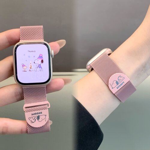 适用苹果手表iwatch10/s11表带可爱史努比米兰金属磁吸applewatch - 图0