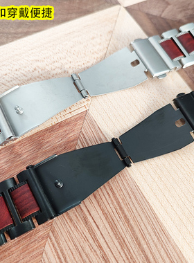 手链男士嘻哈说唱街头风潮人精钢与红檀木结合个性小众高级感首饰