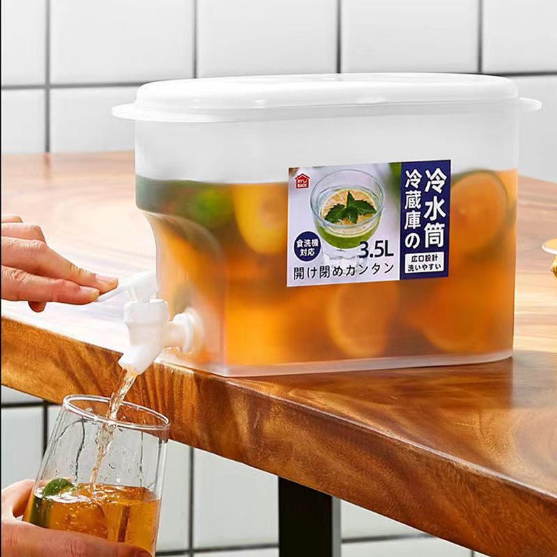 LL现简约 自带龙头冷水壶 泡柠檬水水果饮料壶可放冰箱家用塑料桶