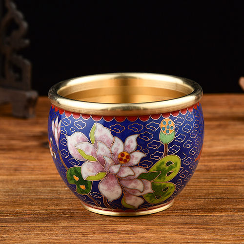 程老师正宗景泰蓝老货如意缸北京特色家居装饰工艺品铜胎珐琅摆件 - 图3