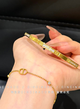 金色猪鼻子闪钻手链不掉色