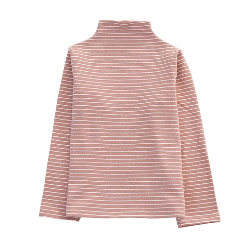 Приятный телу весенний осенний детский утепленный лонгслив для девочек, высокий воротник, детская одежда, в западном стиле