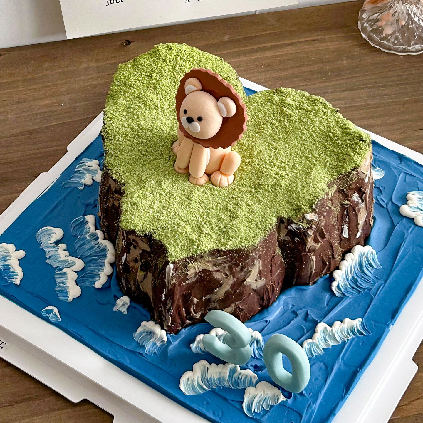 2025微景观山峰海上孤岛创意狮子座生日蛋糕装饰甜品动物摆件,淘宝优惠券,粉丝福利购,淘宝优惠卷