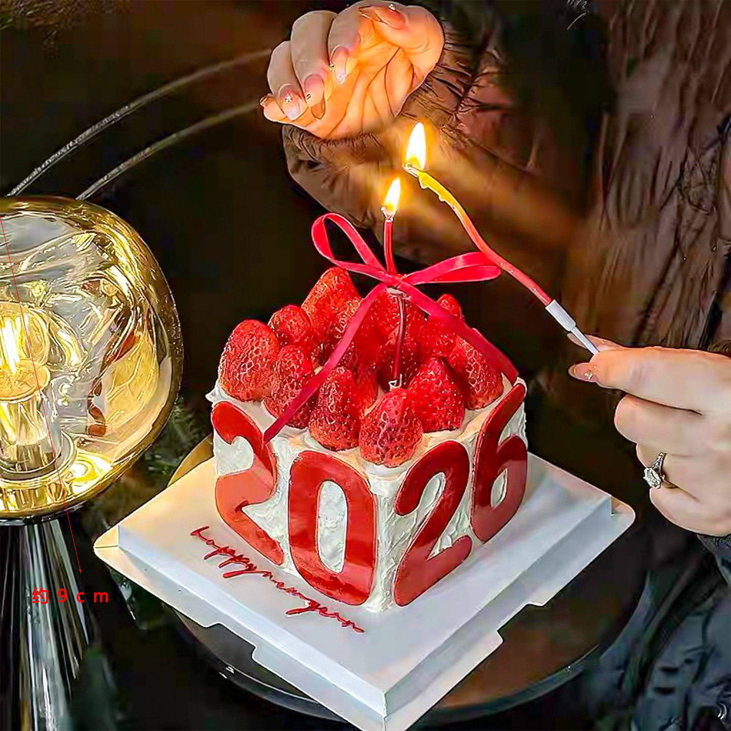 爆款2026新年马年跨年草莓蛋糕装饰红色亚克力数字春节氛围感甜品,淘宝优惠券,粉丝福利购,淘宝优惠卷