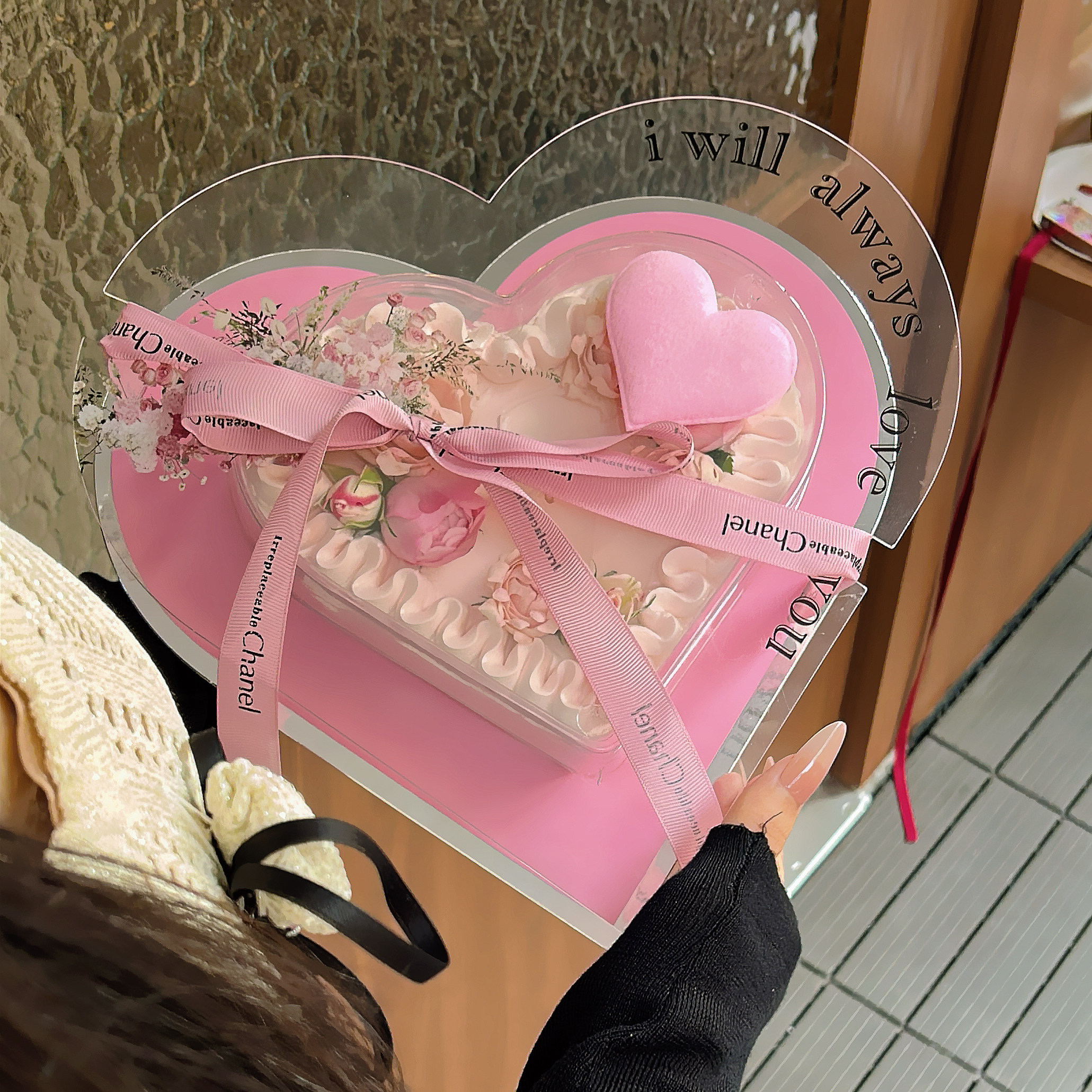 徐小包同款七夕情人节爱心蛋糕盒透明心形手提盒情侣告白礼盒甜品 - 图3