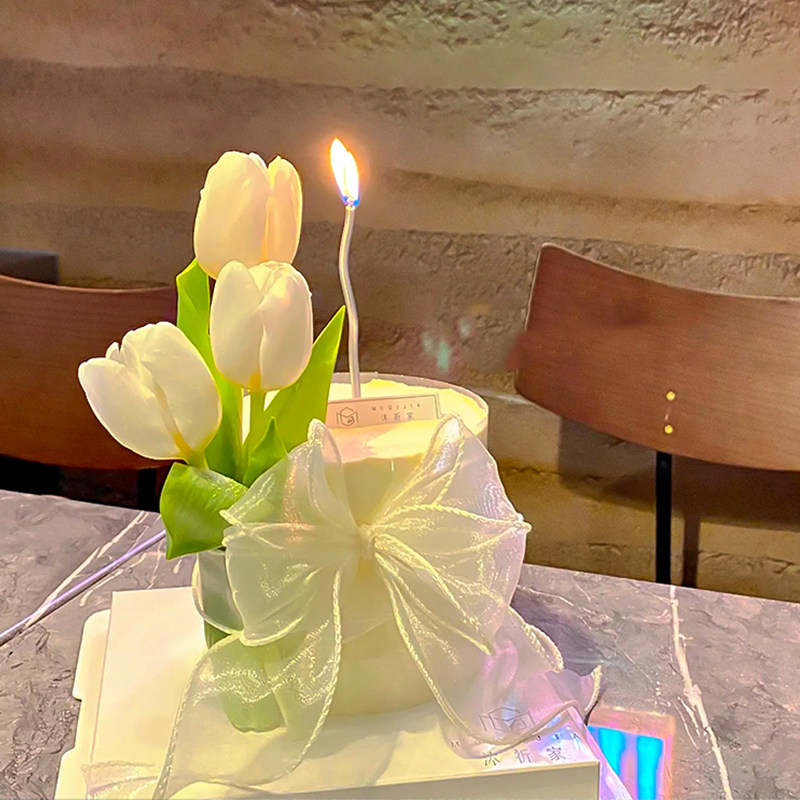 3.8女神节小清新白色郁金香蛋糕装饰纯色女王节日甜品蝴蝶结丝带,淘宝优惠券,粉丝福利购,淘宝优惠卷