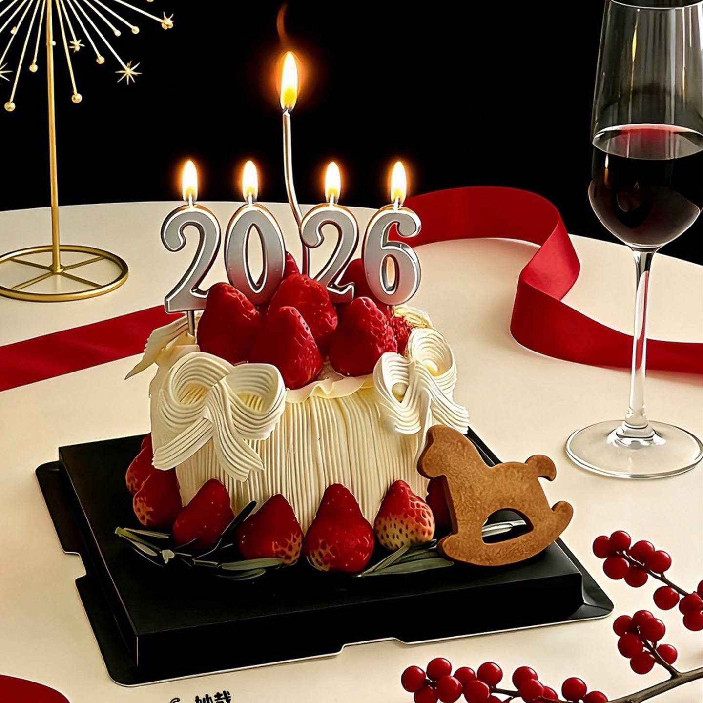 2026新年春节巧克力草莓蛋糕纸杯装饰米菲兔小马英文饼干DIY丝带,淘宝优惠券,粉丝福利购,淘宝优惠卷