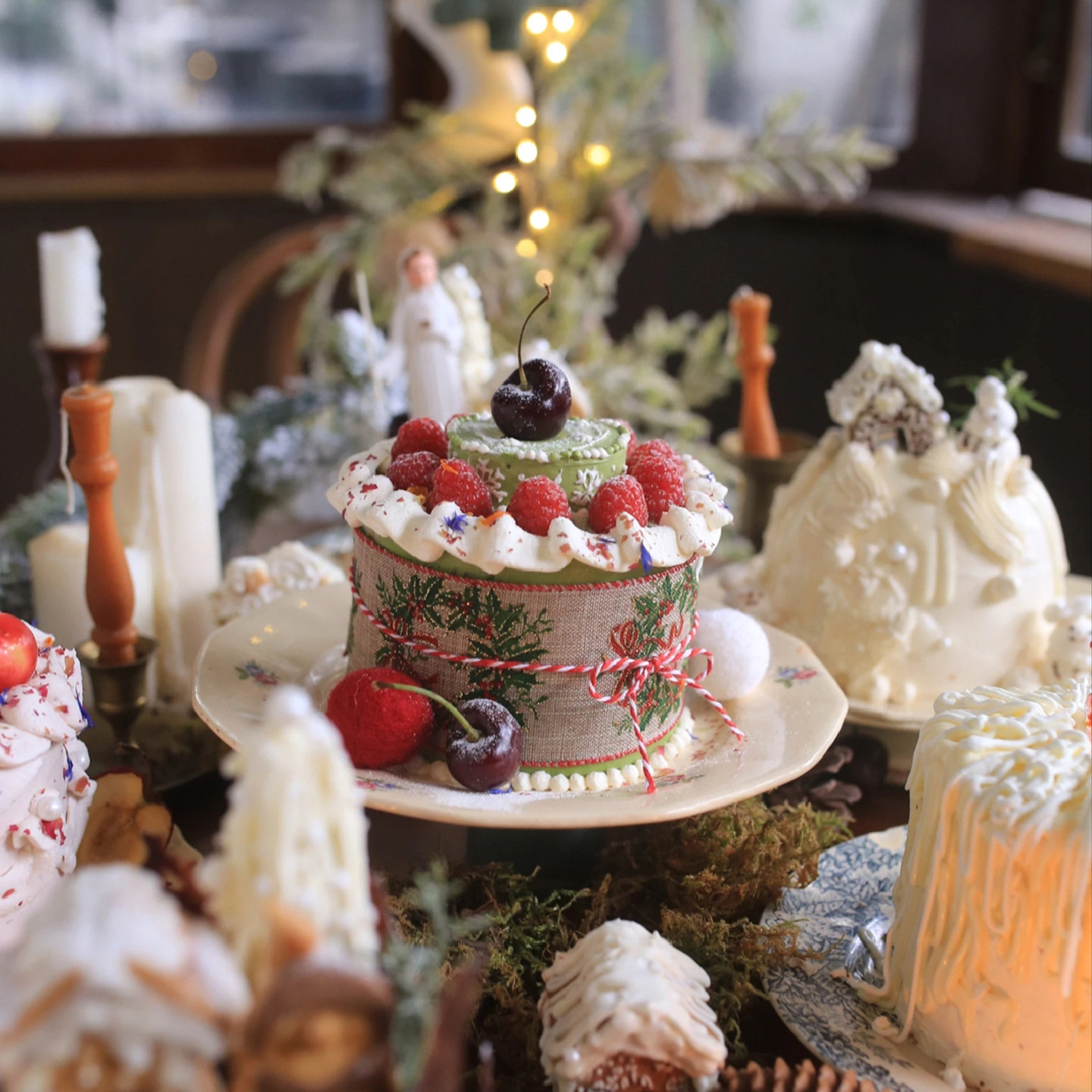 2025圣诞节主题草圈织带围边蛋糕装饰苹果草莓巴斯克圣诞花环装扮,淘宝优惠券,粉丝福利购,淘宝优惠卷