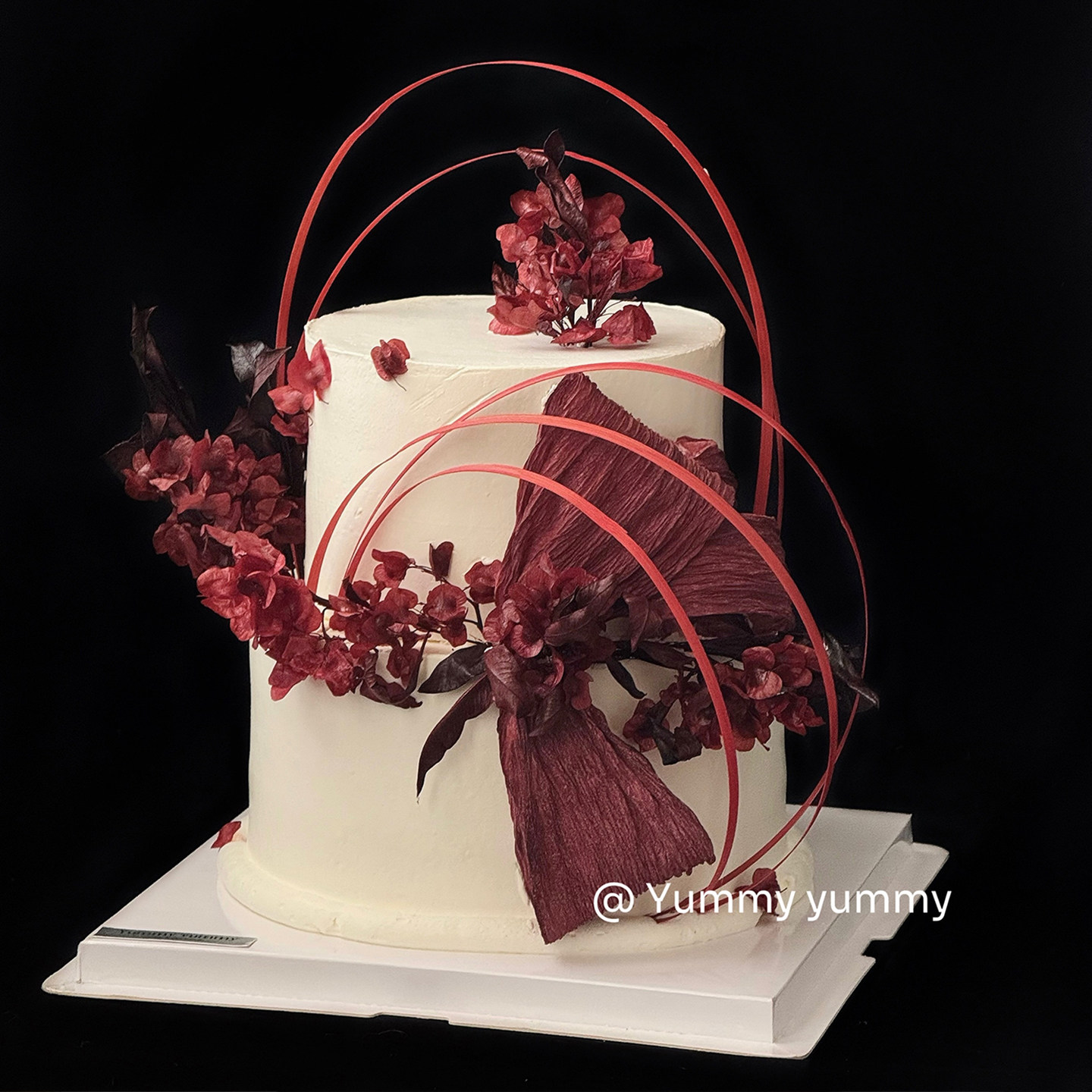 复古求婚订婚宴蛋糕纸杯装饰酒红系DIY蝴蝶结皱纹纸竹条鲜花插件,淘宝优惠券,粉丝福利购,淘宝优惠卷