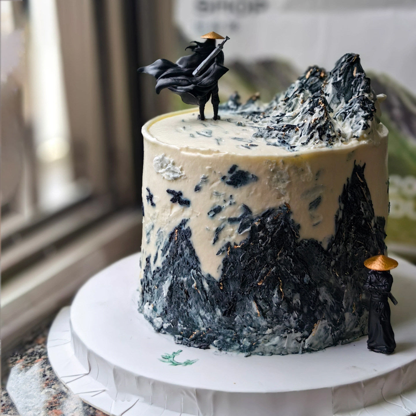 国风水墨系大侠剑客武侠蛋糕装饰男士生日裱花山水微景观甜品摆件,淘宝优惠券,粉丝福利购,淘宝优惠卷