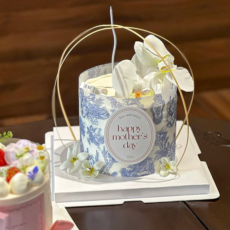 复古母亲节蝴蝶兰蛋糕装饰青花瓷围边英文贴纸diy蝴蝶结丝带装扮,淘宝优惠券,粉丝福利购,淘宝优惠卷