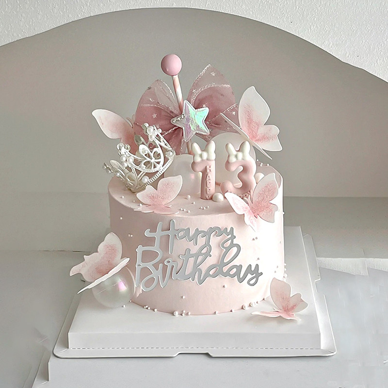 甜美公主风少女系女生皇冠蝴蝶结生日蛋糕装饰仙女周岁蝴蝶结插件,淘宝优惠券,粉丝福利购,淘宝优惠卷