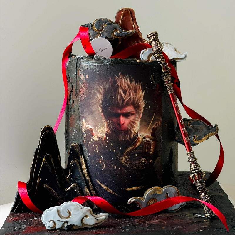 爆款黑神话悟空游戏蛋糕装饰经典手绘糯米纸孙悟空如意金箍棒摆件,淘宝优惠券,粉丝福利购,淘宝优惠卷