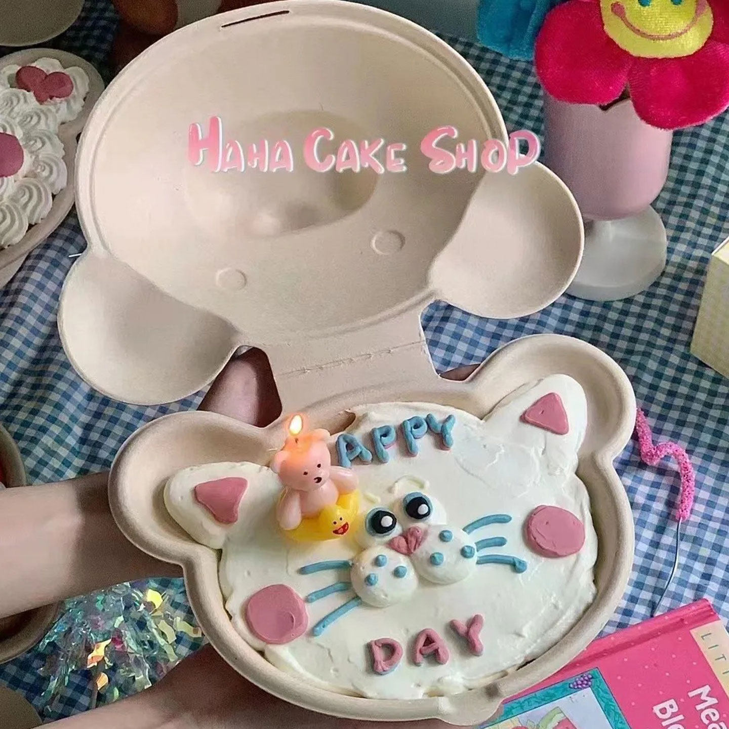 卡通六一儿童节熊头便当盒蛋糕装饰蝴蝶结丝带摆件可爱造型打包盒,淘宝优惠券,粉丝福利购,淘宝优惠卷