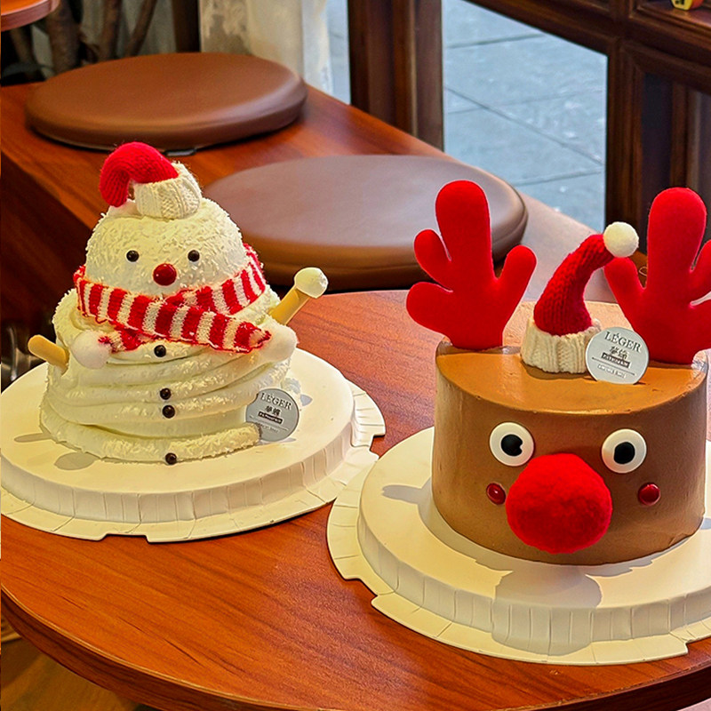 2024圣诞节可爱围巾雪人麋鹿蛋糕装饰毛线圣诞帽红色鹿角造型插件,淘宝优惠券,粉丝福利购,淘宝优惠卷