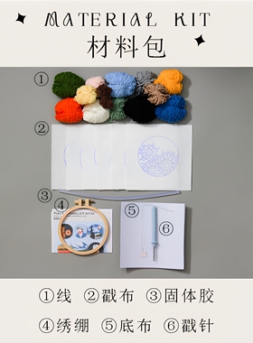 梵高星空戳戳绣杯垫材料包英文