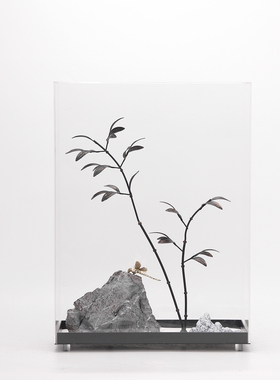 新中式现代创意假山摆件样板间售楼处家居茶室禅意软装装饰摆放