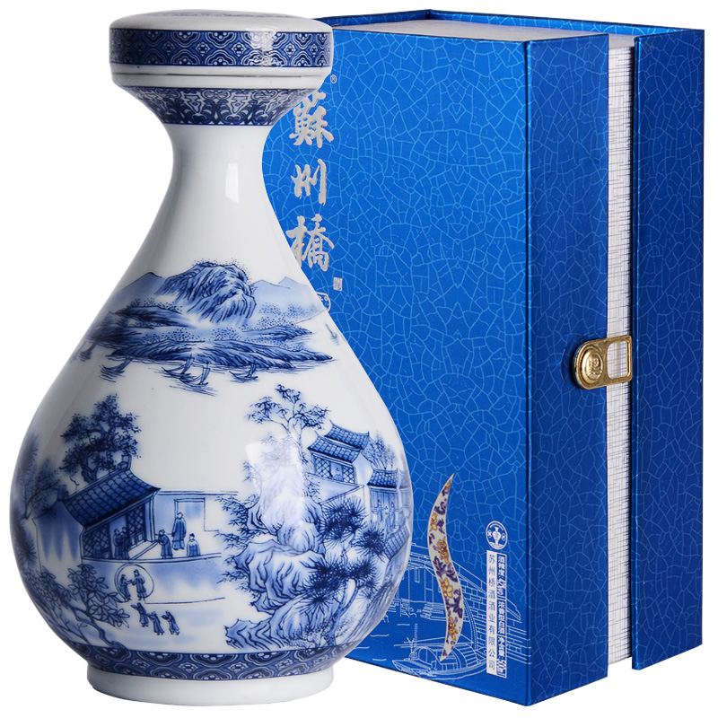 苏州桥国雅白酒42度500ml 6瓶浓香型青花瓷瓶礼盒送礼收藏佳品