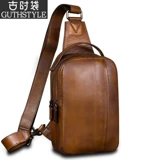 Ретро кожаная барсетка, мужская сумка через плечо, нагрудная сумка, воловья кожа, из натуральной кожи, коллекция 2023