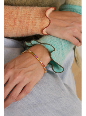 铜锆真金电镀官同款挪威CH小熊彩色锆石手链