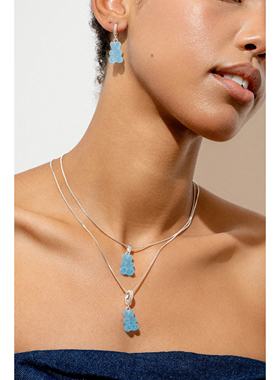 夏季气泡小熊余挪威树脂彩色小熊CH蓝色吊坠耳环