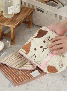 现货日本代购毛巾大头猫咪长条