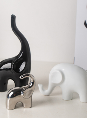 陶瓷大象摆件轻奢高档酒柜装饰品