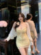 Pure lust style seaside vacation mesh floral floral waist strap dress slimming women's slimming hip skirt