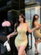 Pure lust style seaside vacation mesh floral floral waist strap dress slimming women's slimming hip skirt