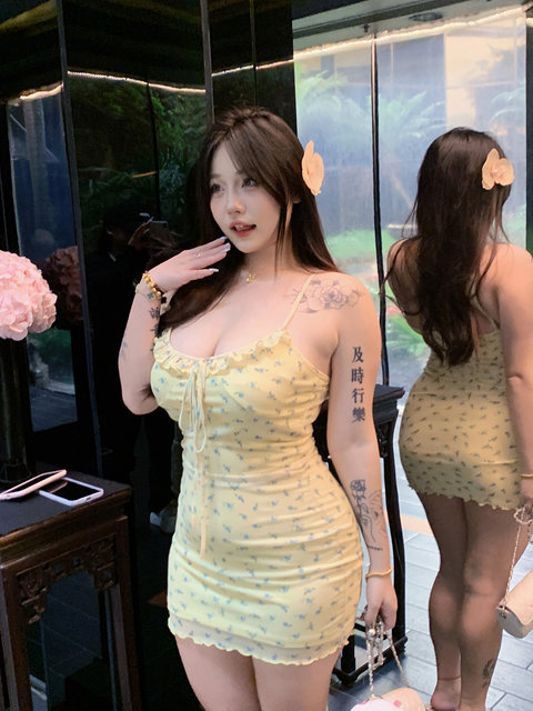 Pure lust style seaside vacation mesh floral floral waist strap dress slimming women's slimming hip skirt