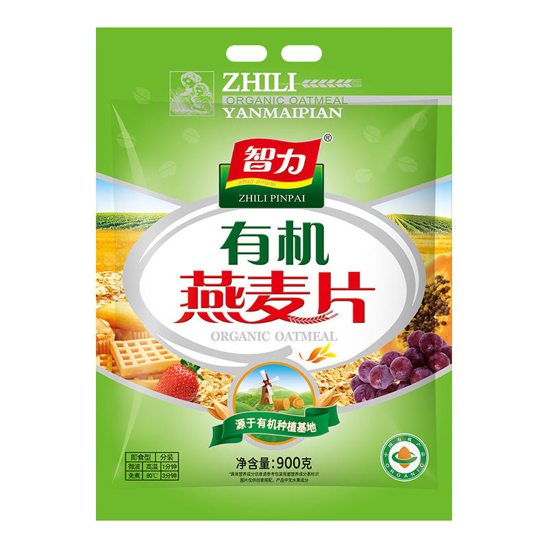 智力有机纯燕麦片900g高蛋白原味即食免煮代餐谷物冲饮营养早餐 - 图0