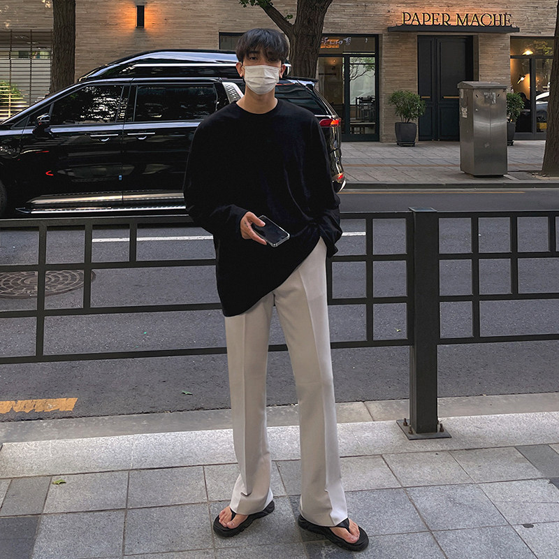 MRCYC休闲西裤男士春秋季韩系宽松潮流直筒垂坠感微喇叭西装裤子,淘宝优惠券,粉丝福利购,淘宝优惠卷