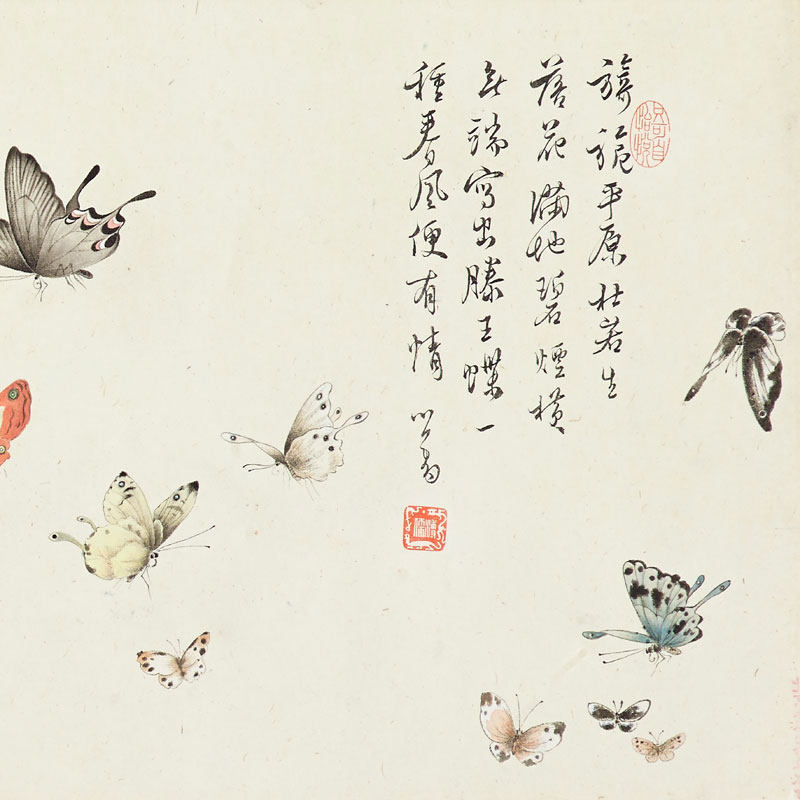 画说溥儒百蝶图吉祥花鸟画挂画国画古代名画复制品仿古画装饰画,淘宝优惠券,粉丝福利购,淘宝优惠卷