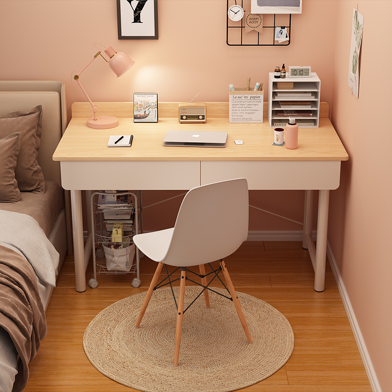 电脑桌台式家用书桌学生写字桌简易出租屋白色桌子女生卧室化妆桌 - 图0