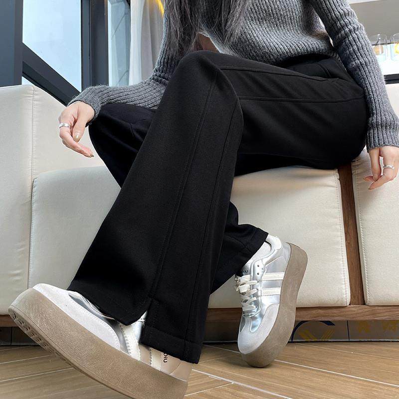 实拍#加绒微喇裤女秋冬新款爆款秋冬加厚高腰弹力黑色西装喇叭裤,淘宝优惠券,粉丝福利购,淘宝优惠卷