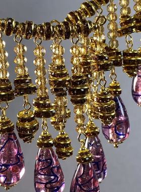 中古饰品手工古法外画花朵琉璃红色大气复古新年喜庆端庄款项链