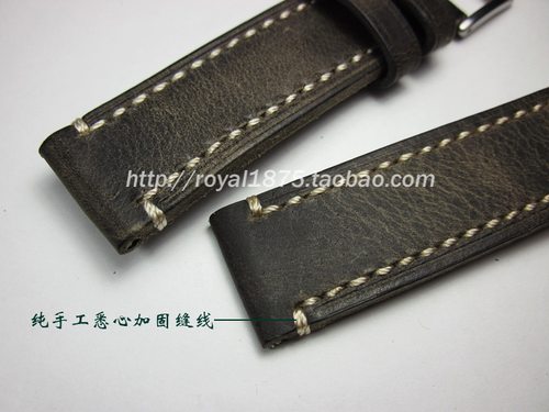 厚料疯马手工头层牛皮表带19mm20mm22mm24mm做旧真皮表带 - 图0