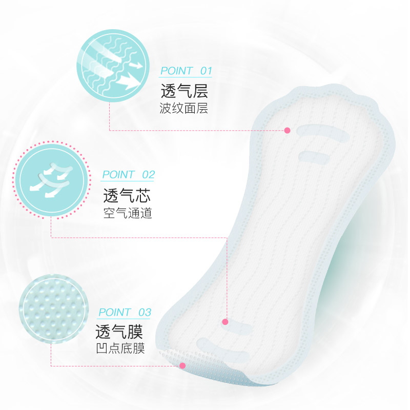 spa7ce旗舰店space7七度空间卫生巾miss透气极薄棉柔护垫日用155mm*20片*5包0