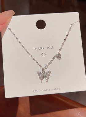 韩国新款钛钢蝴蝶项链ins潮轻奢