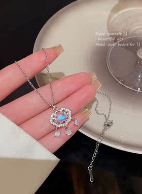 百搭气质平安锁项链女精致彩色锆