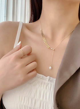 高级感小众设计麦穗项链女锁骨链