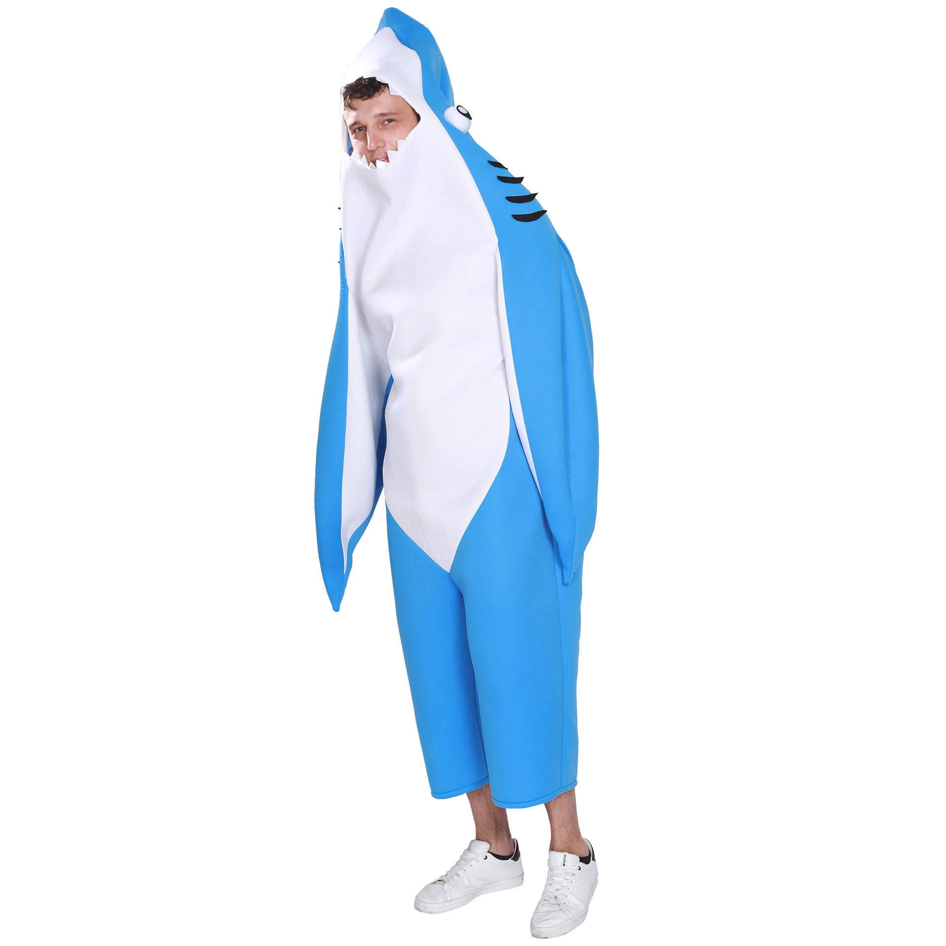 大鲨鱼连体衣海绵服装Cospaly成人角色扮演海洋主题舞台表演服饰 - 图0