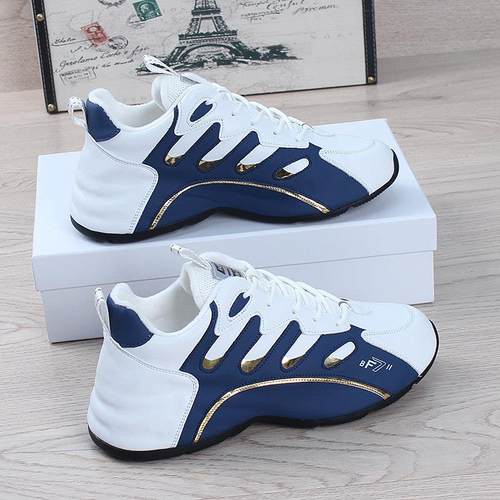 真皮男鞋春夏季新款潮牌休闲老爹鞋男士百搭情侣运动鞋皮蓬包底鞋 - 图0